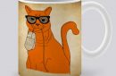 Сутрешната чаша кафе или чай става още по-приятна, с дизайнерската ни керамична чаша с щампа Оранжев котарак.