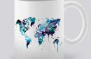 Сутрешната чаша кафе или чай става още по-приятна, с дизайнерската ни керамична чаша с щампа Карта на Света.